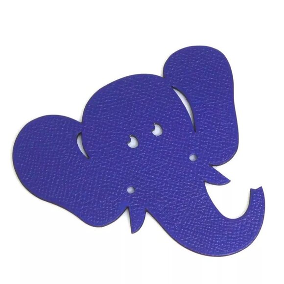 Auth HERMES Petit H Animal Motif Elephant Charm Object Dark Brown/Blue - Picture 1 of 15